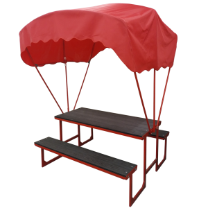 Стол со скамейками и зонтом Пикник